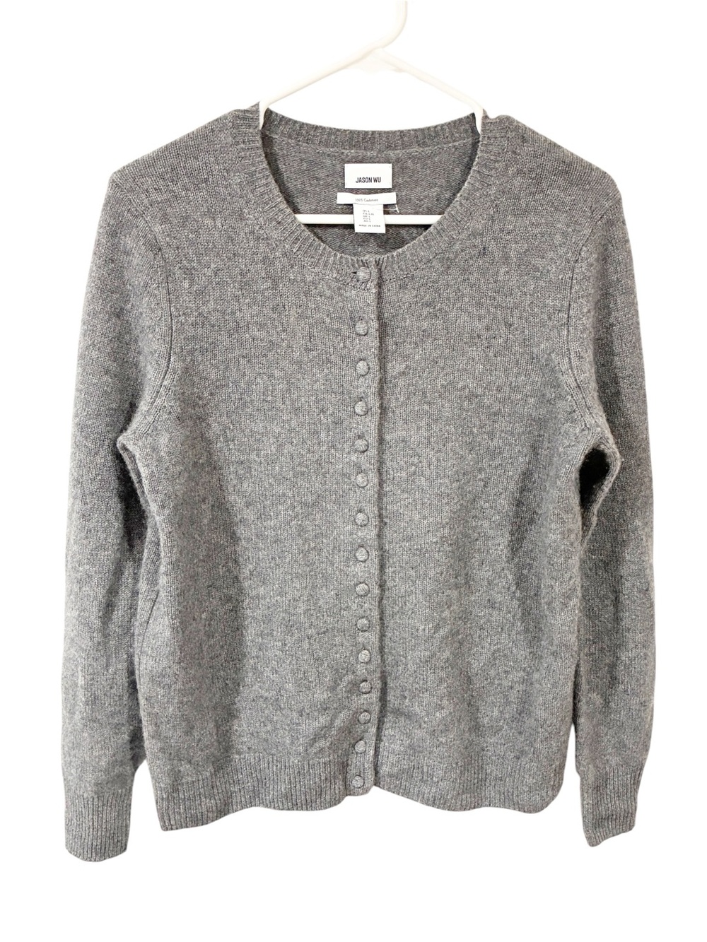 Jason Wu Cashmere Grey Button Down Cardigan Sweater Size Large